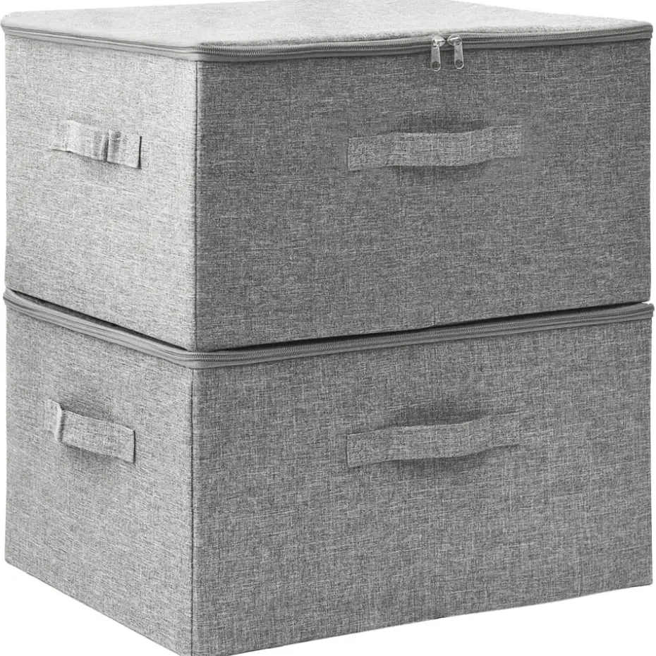 vidaXL - Opbergbox Opbergboxen - Grijs - Stof - 2 stuks