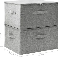 vidaXL - Opbergbox Opbergboxen - Grijs - Stof - 2 stuks