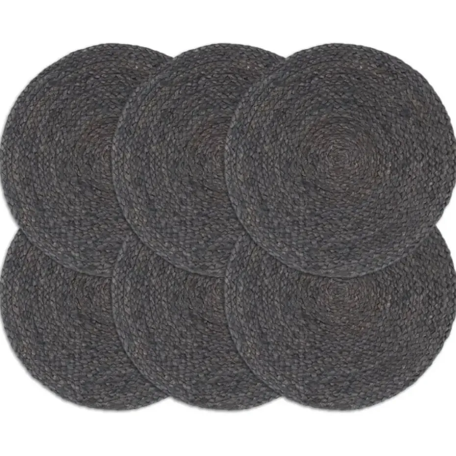 vidaXL - Placemat - Grijs - Jute - 6 stuks