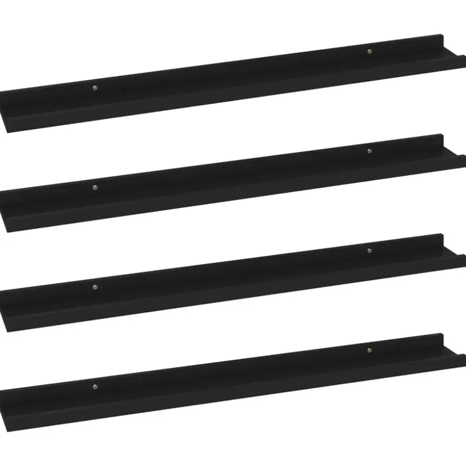 vidaXL - Plank - Zwart - MDF - 80 x 9 x 3 cm - 4 stuks