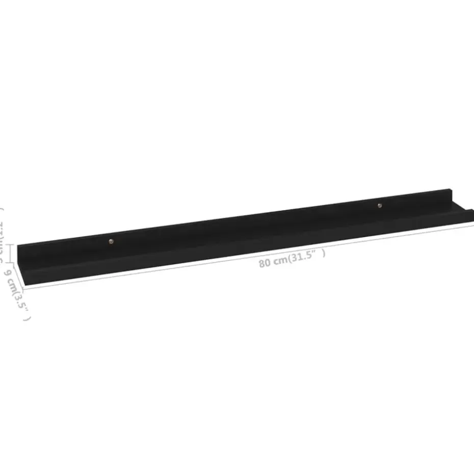 vidaXL - Plank - Zwart - MDF - 80 x 9 x 3 cm - 4 stuks