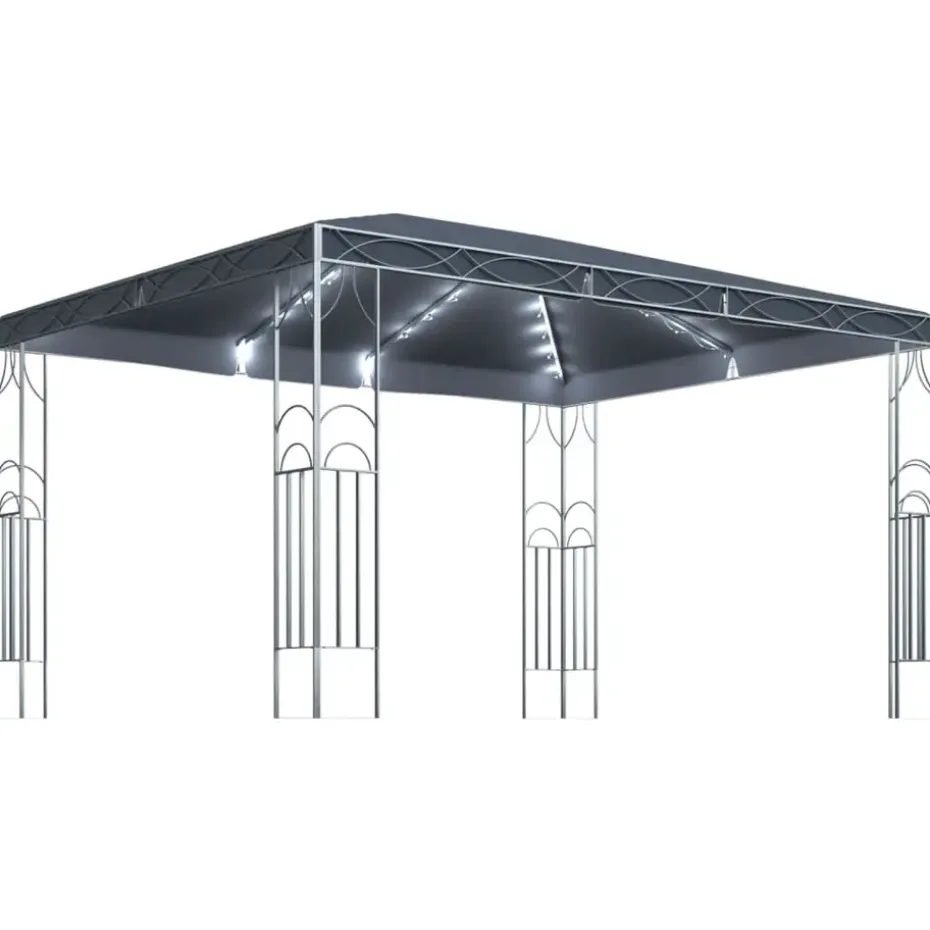 vidaXL - Prieel Met Lichtslinger - Antraciet - Stof - 400 x 300 cm