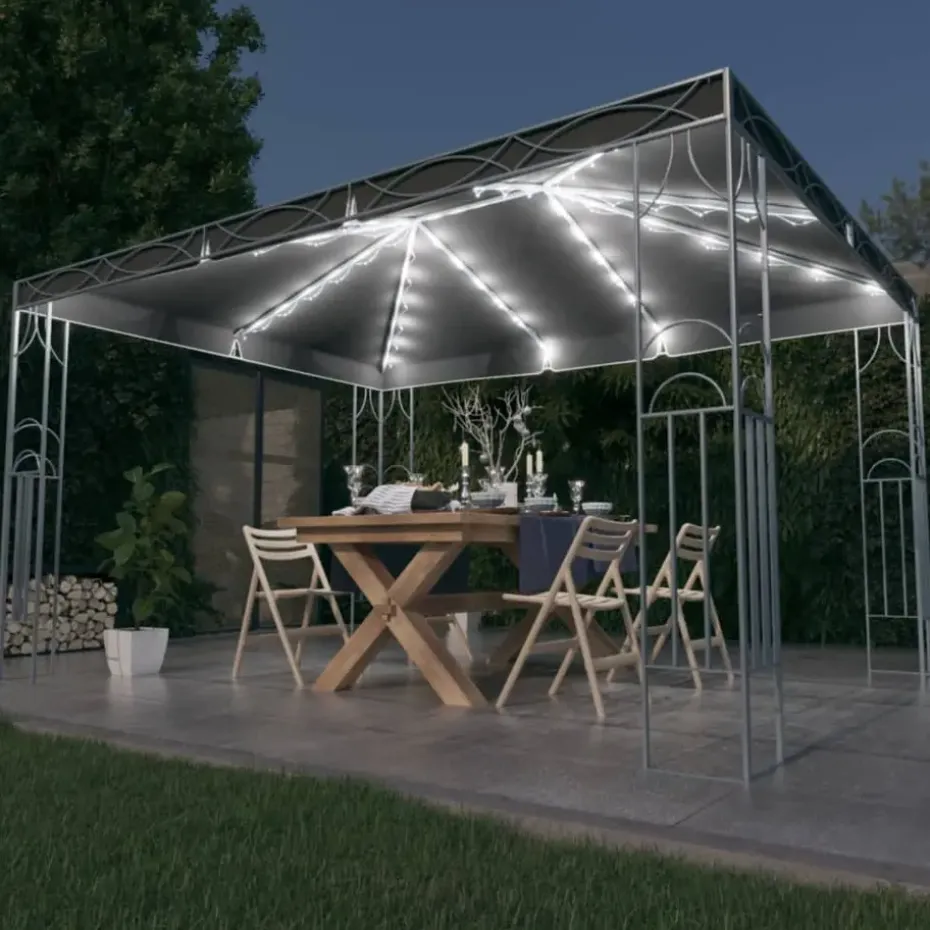 vidaXL - Prieel Met Lichtslinger - Antraciet - Stof - 400 x 300 cm