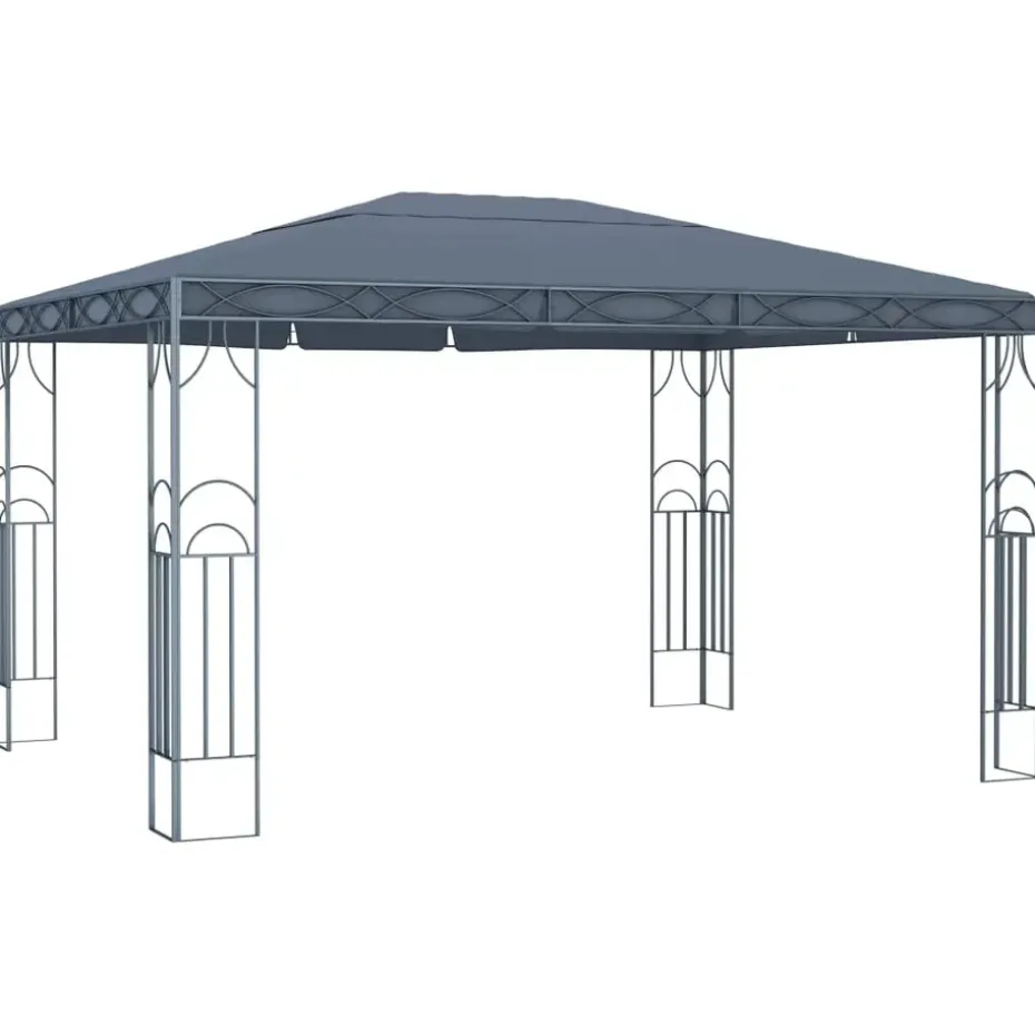 vidaXL - Prieel Met Lichtslinger - Antraciet - Stof - 400 x 300 cm