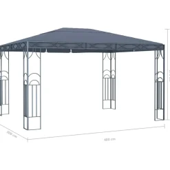 vidaXL - Prieel Met Lichtslinger - Antraciet - Stof - 400 x 300 cm