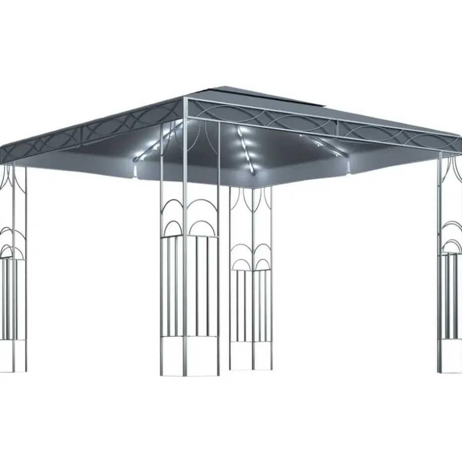 vidaXL - Prieel Met Lichtslinger - Antraciet - Stof - 300 x 300 cm