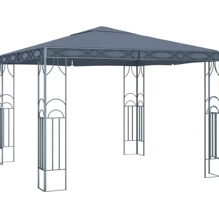 vidaXL - Prieel Met Lichtslinger - Antraciet - Stof - 300 x 300 cm