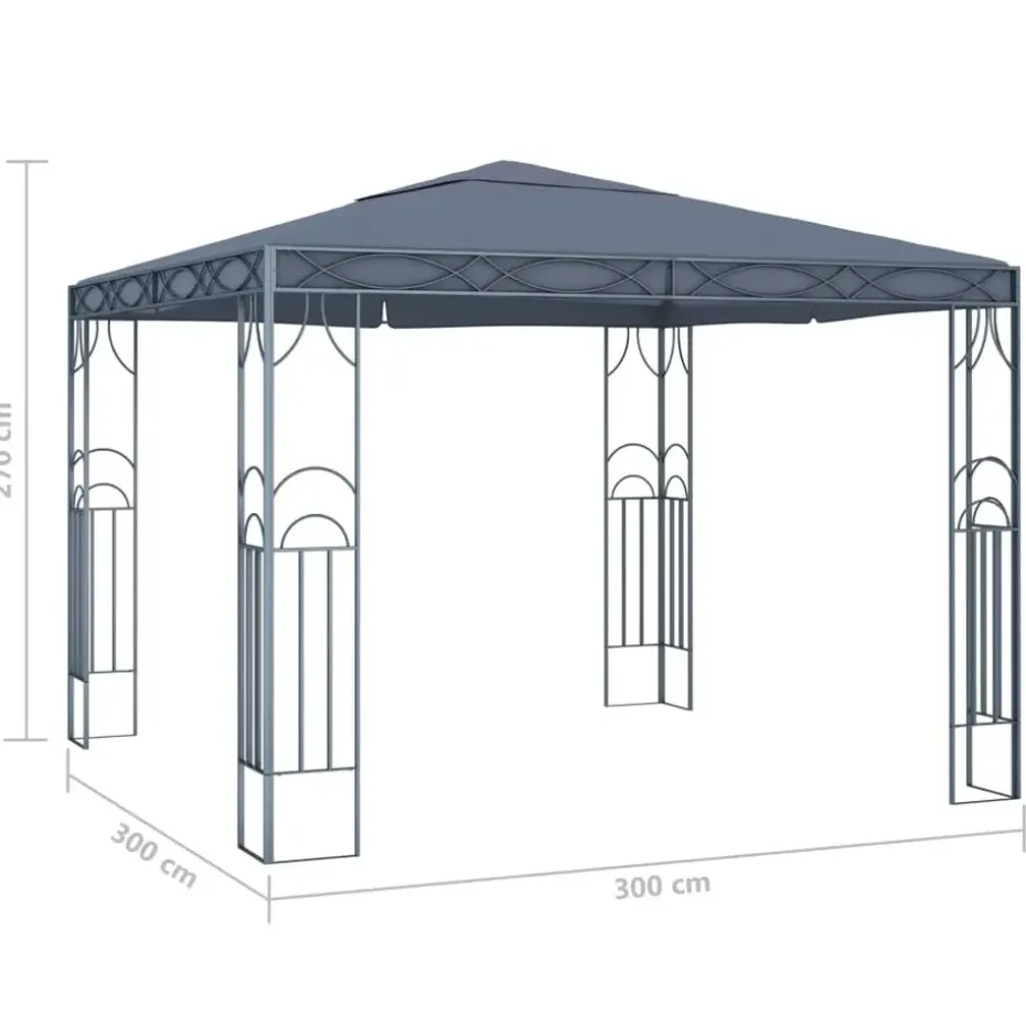 vidaXL - Prieel Met Lichtslinger - Antraciet - Stof - 300 x 300 cm