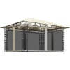 vidaXL - Prieel Met Lichtslinger - Crème - Stof - 4 x 3 x 2.73 m