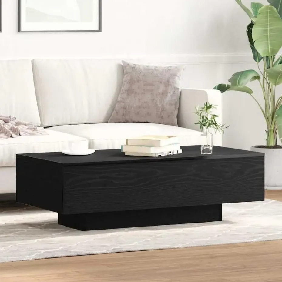 vidaXL - Rechthoekige Salontafel - Zwart eiken - Bewerkt hout - 100x49.5x31 cm