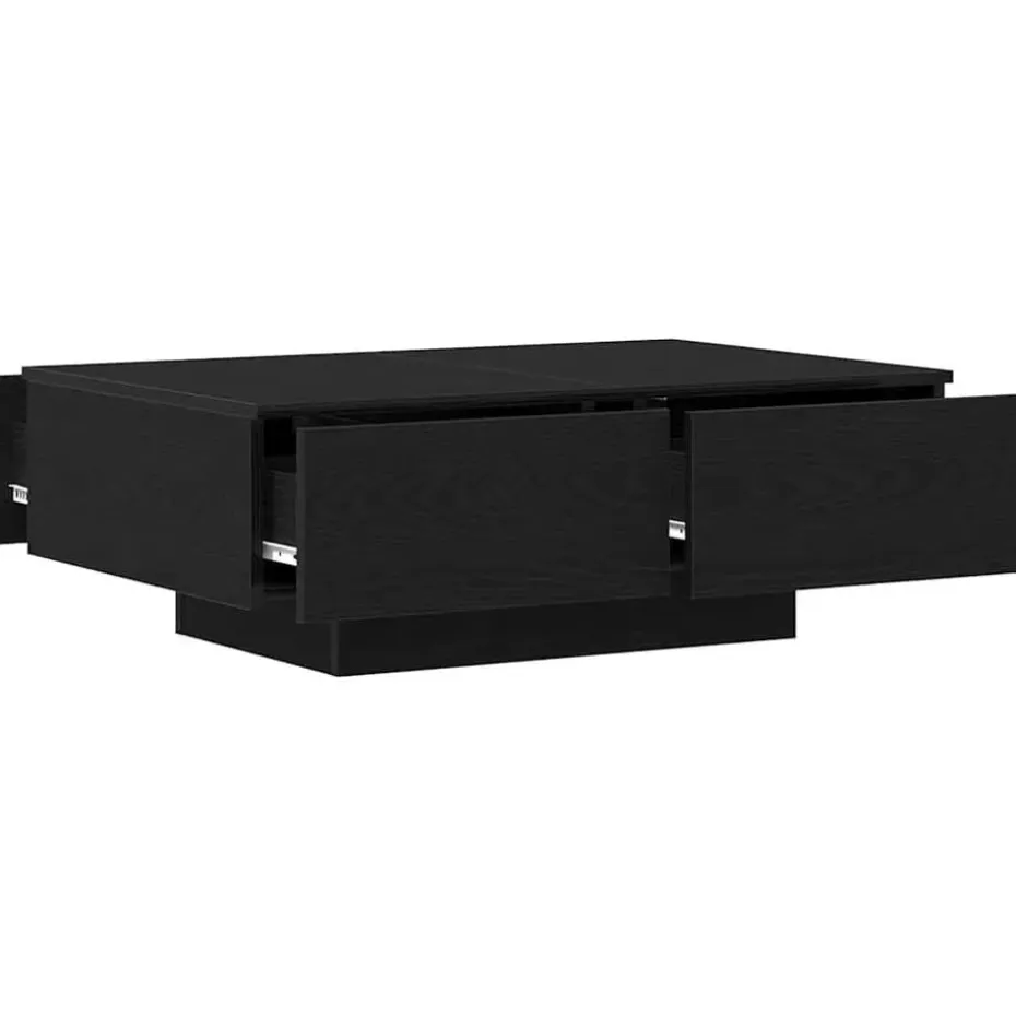 vidaXL - Rechthoekige Salontafel met 4 lades - Zwart eiken - Hout - 90x60 cm