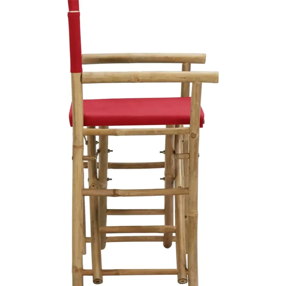 vidaXL - Regisseursstoel - Rood - Bamboe en stof - 2 stuks - Inklapbaar
