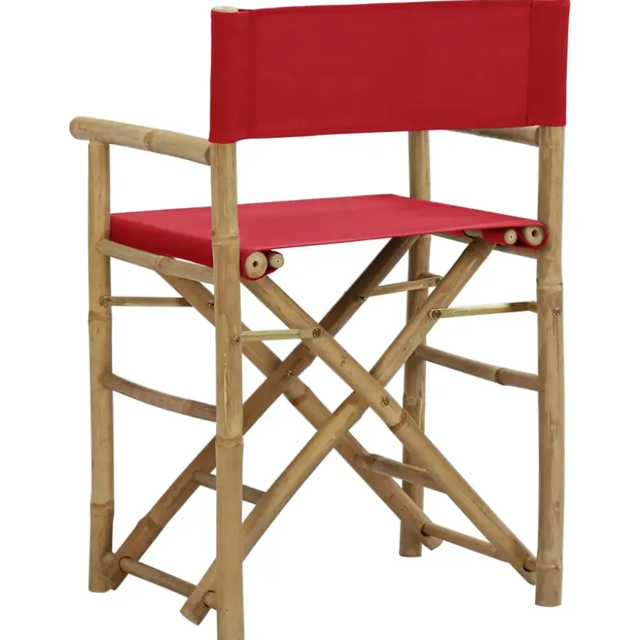 vidaXL - Regisseursstoel - Rood - Bamboe en stof - 2 stuks - Inklapbaar