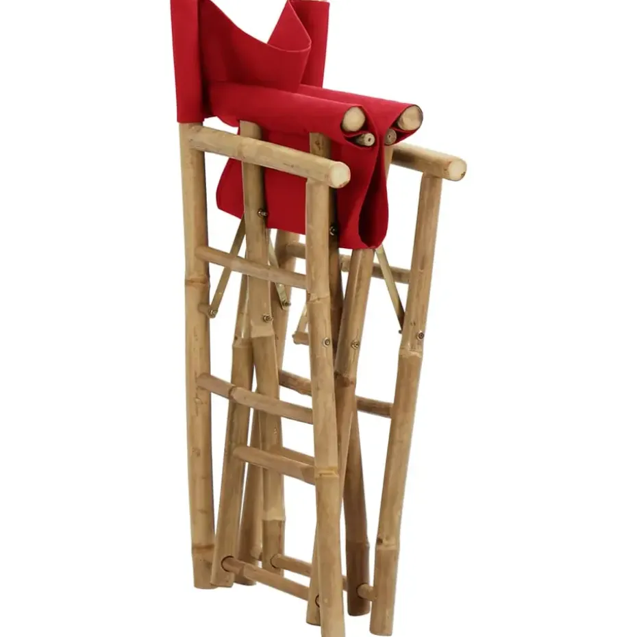 vidaXL - Regisseursstoel - Rood - Bamboe en stof - 2 stuks - Inklapbaar