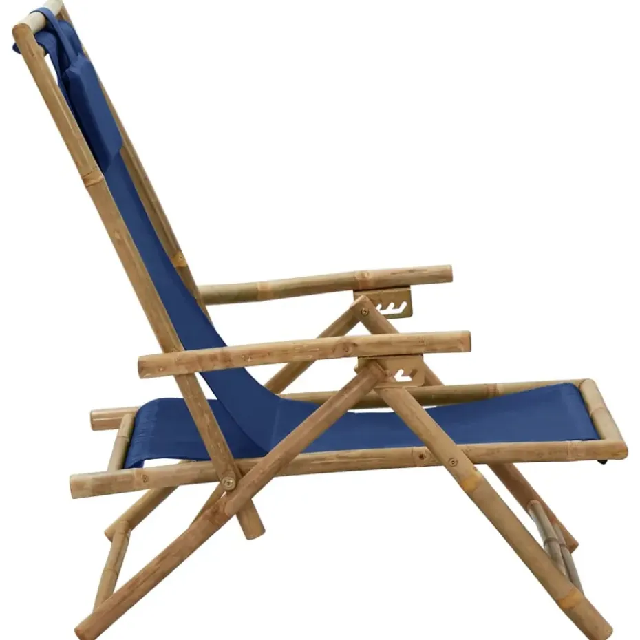 vidaXL - Relaxstoel - Blauw - Bamboe en stof - Verstelbaar