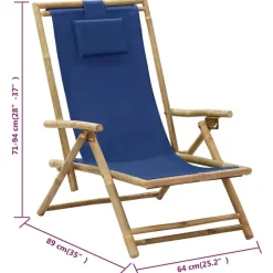 vidaXL - Relaxstoel - Blauw - Bamboe en stof - Verstelbaar