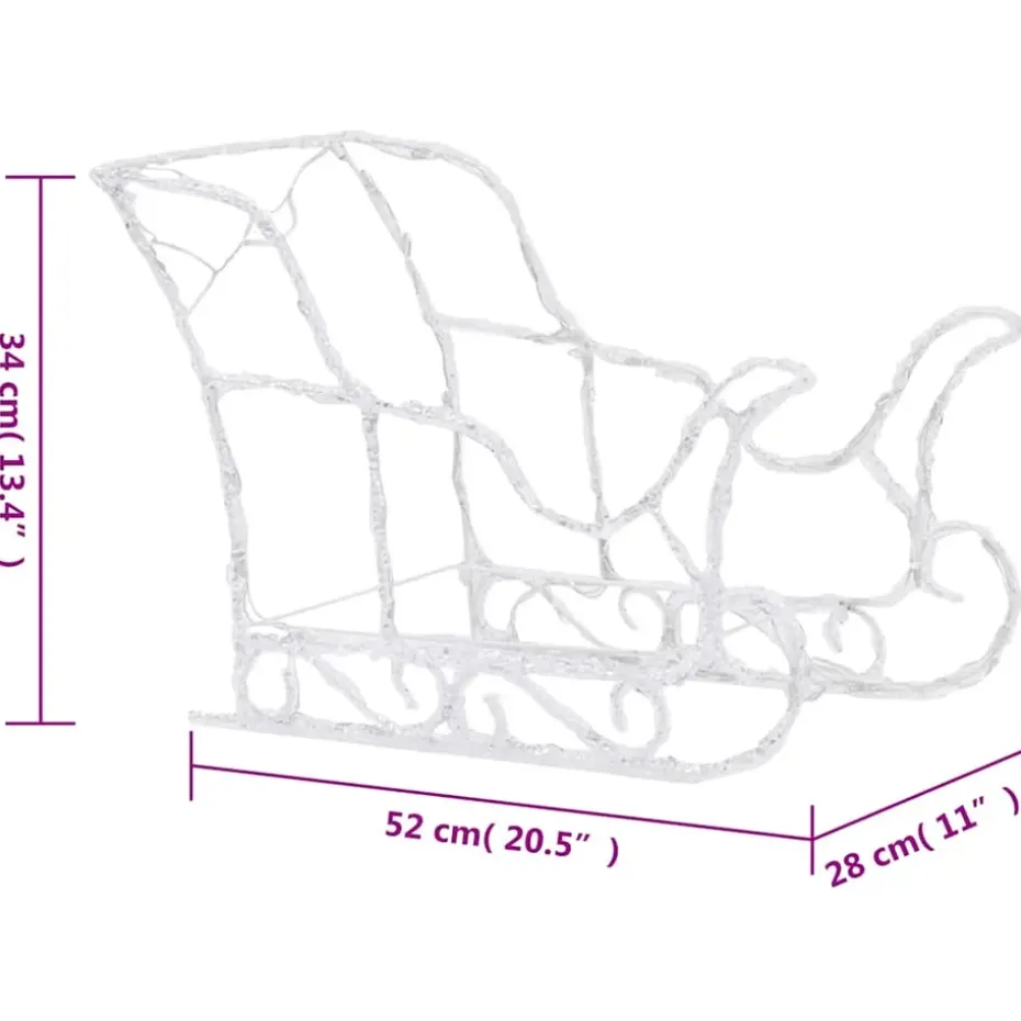 vidaXL - Rendieren En Slee Kerstversiering - Warmwit - 43 x 11 x 55 cm (4 stuks)