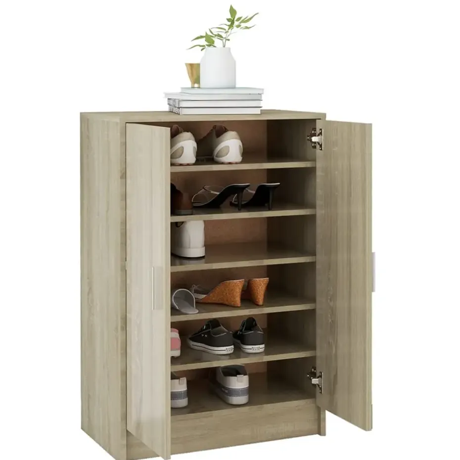 vidaXL - Schoenenkast - Bruin - Bewerkt hout - 60 x 35 x 92 cm