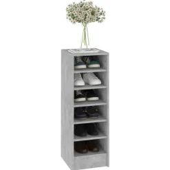 vidaXL - Schoenenkast - Grijs - Bewerkt hout - 31.5 x 35 x 92 cm