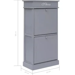 vidaXL - Schoenenkast - Grijs - Hout
