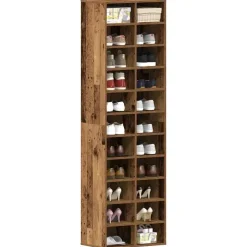 vidaXL - Schoenenkast - Oud hout - Bewerkt hout - 22 paar - 54x34x183 cm