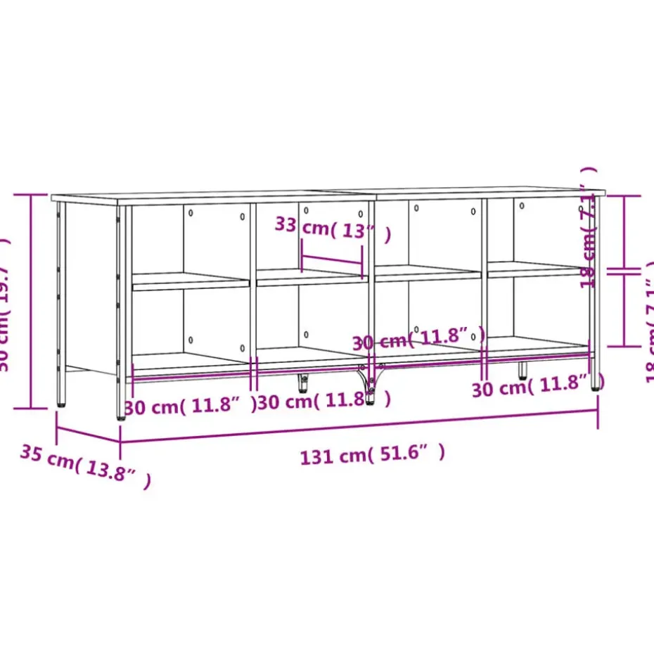 vidaXL - Schoenenkast 8 paar met 8 vakken - Grijs sonoma eiken - 131x35x50 cm