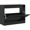 vidaXL - Schoenenkast 3 paar met 1 klep - Zwart - Bewerkt hout - 80x34x63 cm