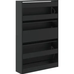 vidaXL - Schoenenkast 9 paar met 3 kleppen - Zwart - Hout - 80x21x125.5 cm