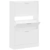 vidaXL - Schoenenkast 6 paar met 3 kleppen - Wit - Bewerkt hout - 63x24x103 cm