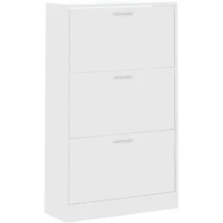 vidaXL - Schoenenkast 6 paar met 3 kleppen - Wit - Bewerkt hout - 63x24x103 cm