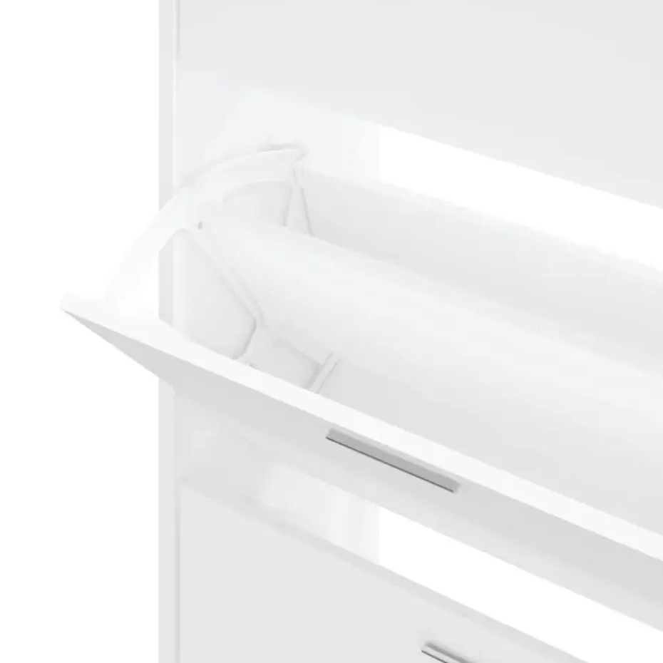 vidaXL - Schoenenkast 6 paar met 3 kleppen - Wit - Bewerkt hout - 63x24x103 cm