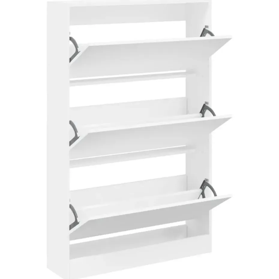 vidaXL - Schoenenkast 9 paar met 3 kleppen - Wit - Bewerkt hout - 80x21x125.5 cm