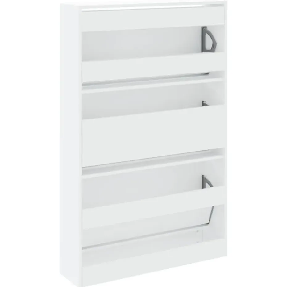 vidaXL - Schoenenkast 9 paar met 3 kleppen - Wit - Bewerkt hout - 80x21x125.5 cm