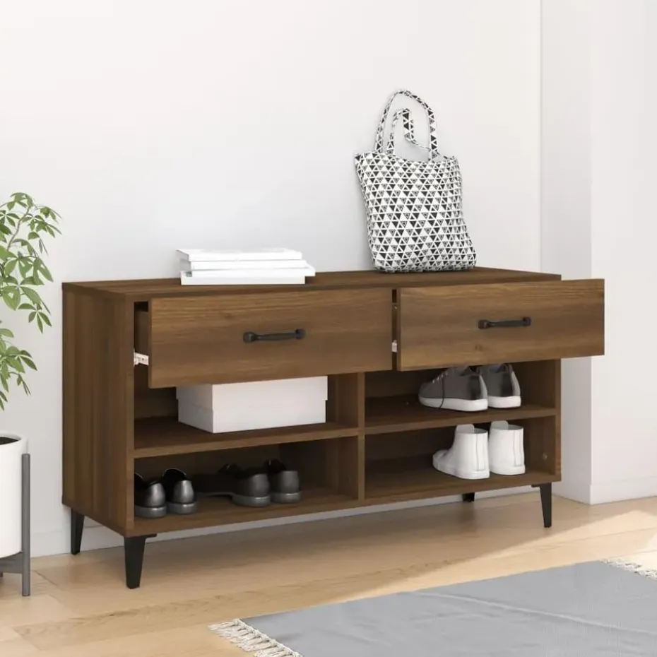 vidaXL - Schoenenkast 8 paar met 2 lades - Bruin eiken - Hout - 102x35x55 cm