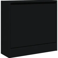 vidaXL - Schoenenkast 2 paar met 1 klep - Zwart - Bewerkt hout - 60x21x57 cm