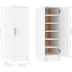 vidaXL - Schoenenkast - Wit - Bewerkt hout - 31.5 x 35 x 92 cm
