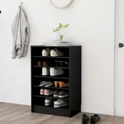 vidaXL - Schoenenkast - Zwart - Bewerkt hout