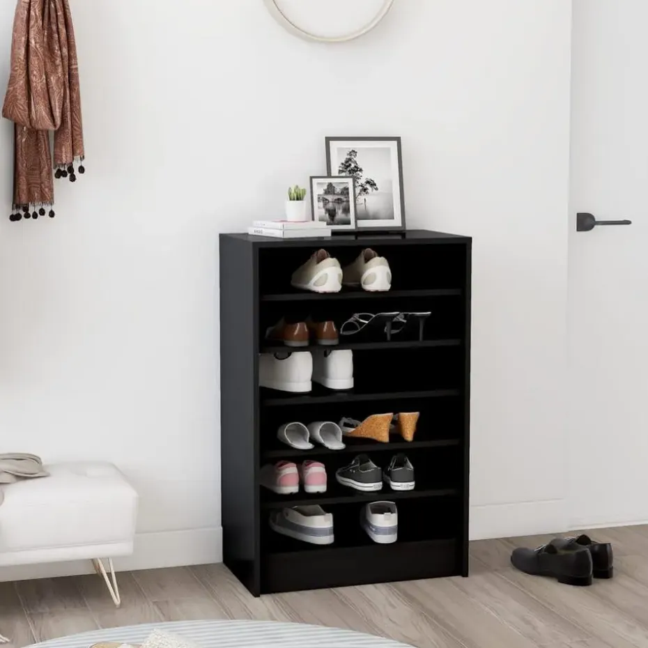 vidaXL - Schoenenkast - Zwart - Bewerkt hout