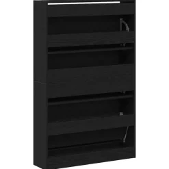 vidaXL - Schoenenkast met 3 kleppen 9 paar - Zwart eiken - 80x21x125,5 cm