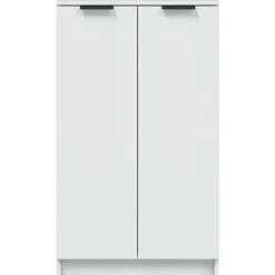 vidaXL - Schoenenkast met 2 deuren - Hoogglans wit - Hout - 59x35x100.5 cm