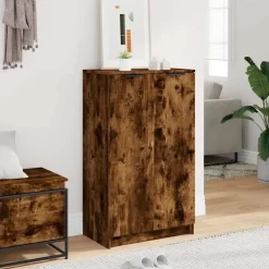 vidaXL - Schoenenkast met 2 deuren - Gerookt eiken - Hout - 59x35x100 cm