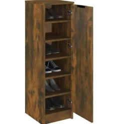 vidaXL - Schoenenkast met 1 deur - Gerookt eiken - Bewerkt hout - 30x35x100 cm