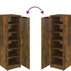 vidaXL - Schoenenkast met 1 deur - Gerookt eiken - Bewerkt hout - 30x35x100 cm