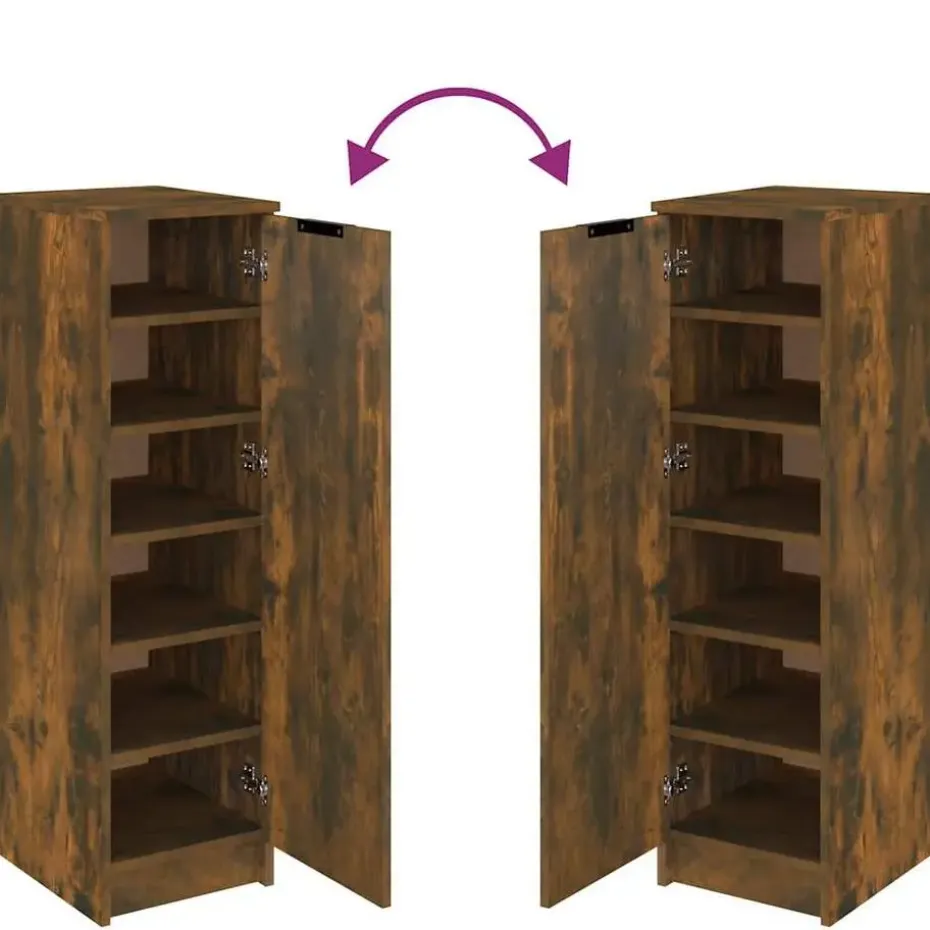 vidaXL - Schoenenkast met 1 deur - Gerookt eiken - Bewerkt hout - 30x35x100 cm