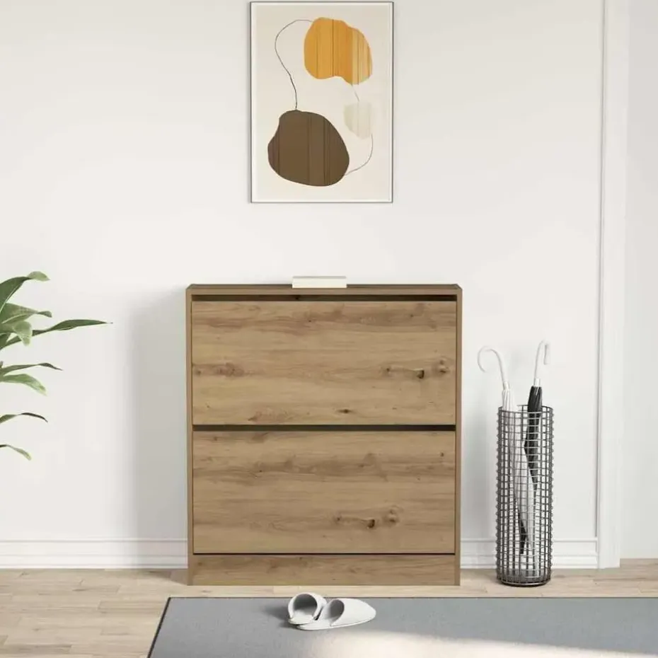 vidaXL - Schoenenkast voor entree 4 paar - Gerookt eiken - 80x21x87,5 cm