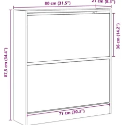vidaXL - Schoenenkast voor entree 4 paar - Oud hout - 80x21x87,5 cm