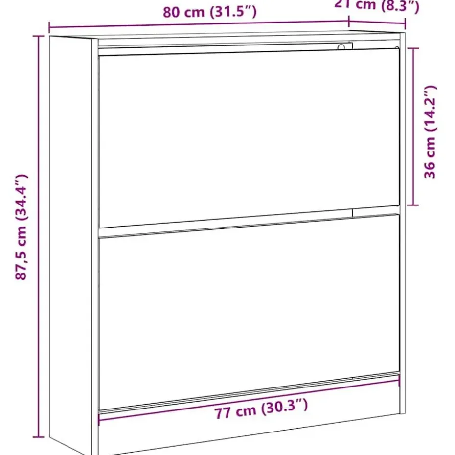 vidaXL - Schoenenkast voor entree 4 paar - Oud hout - 80x21x87,5 cm