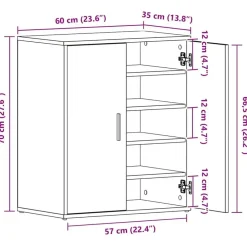 vidaXL - Schoenenrek - Bruin - Bewerkt hout - 60 x 35 x 70 cm
