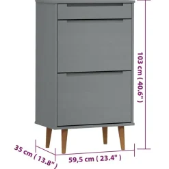 vidaXL - Schoenenrek - Grijs - Grenenhout