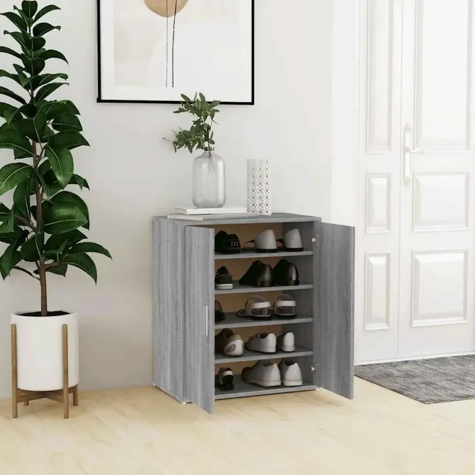 vidaXL - Schoenenrek - Grijs - Bewerkt hout - 60 x 35 x 70 cm